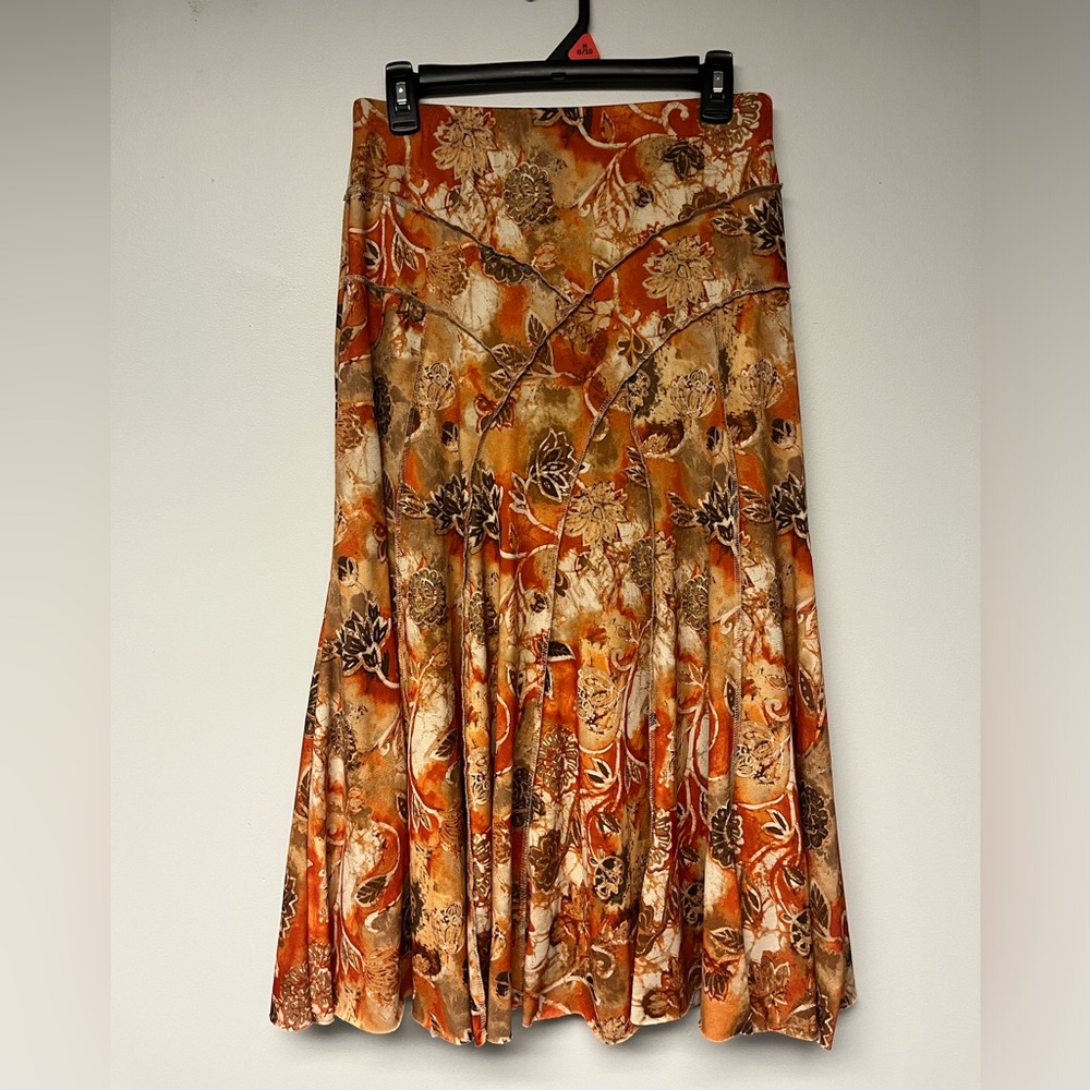 Requirements Orange and Brown Maxi A-Line Skirt